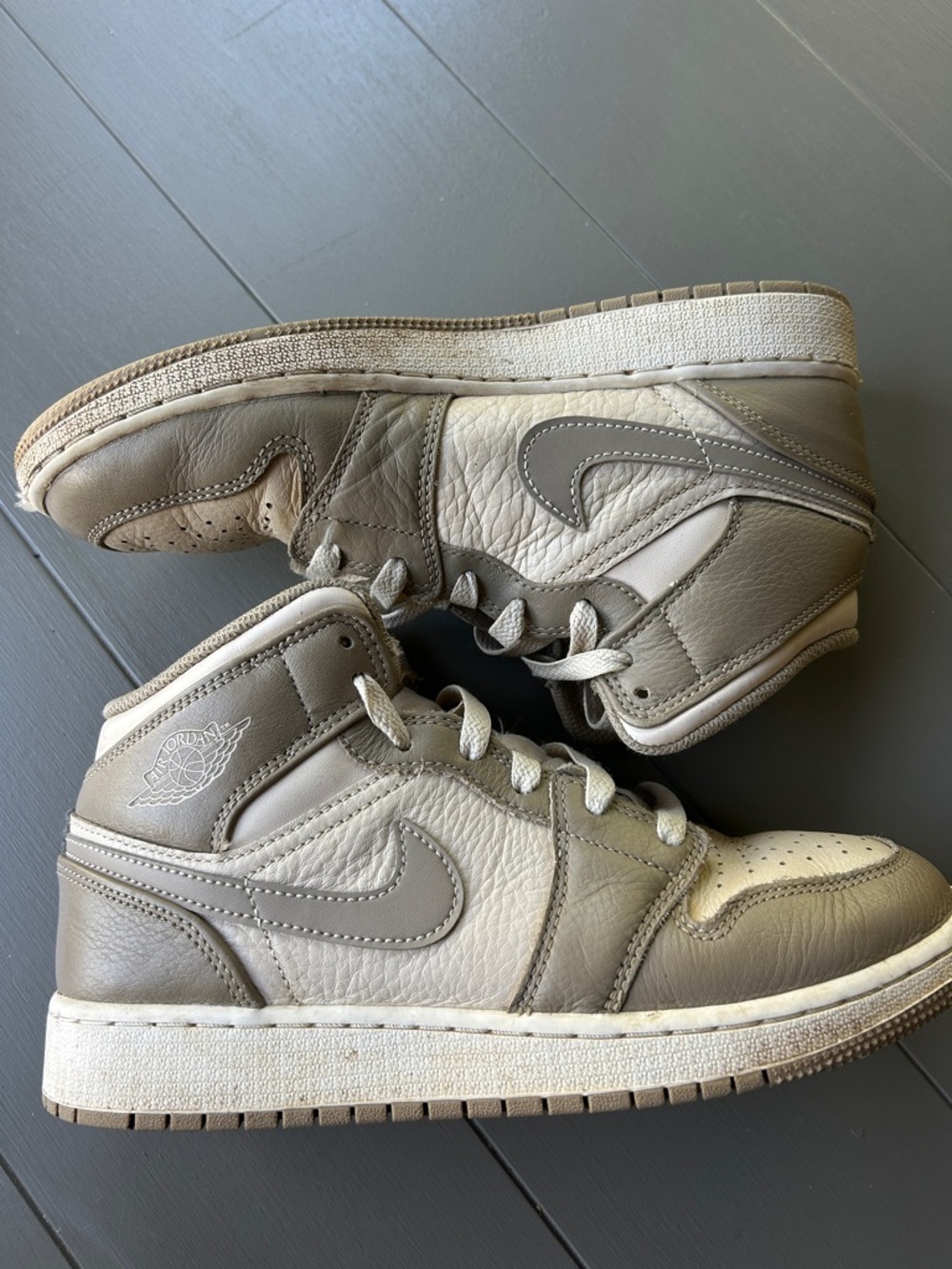 Jordan Mid-Top Sneakers in Taupe and Cream